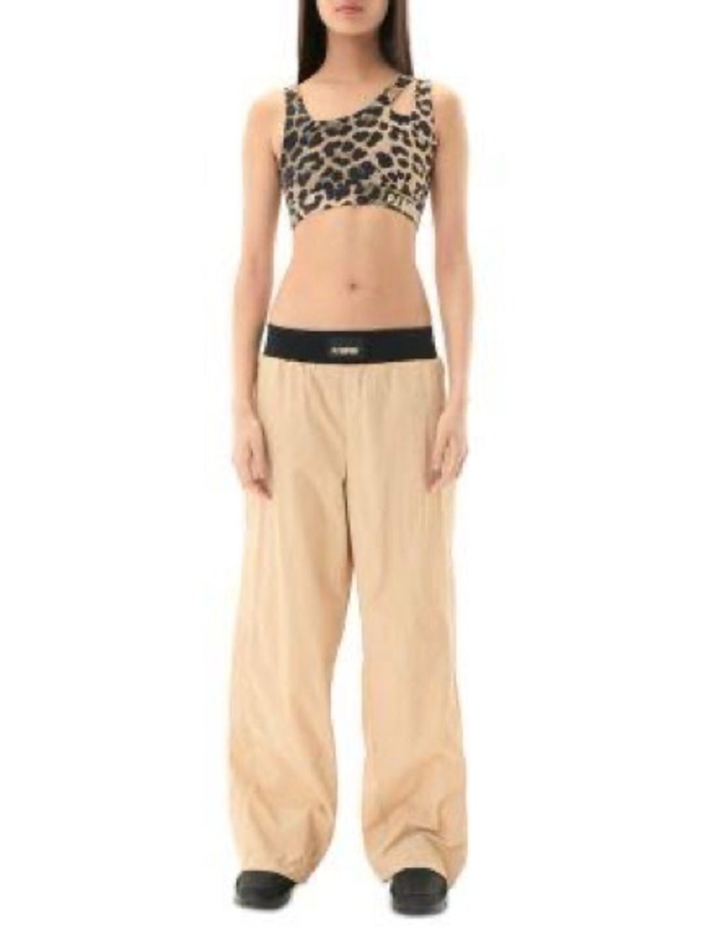 P.E Nation Black Elastic Waistband Beige/Tan Skirt